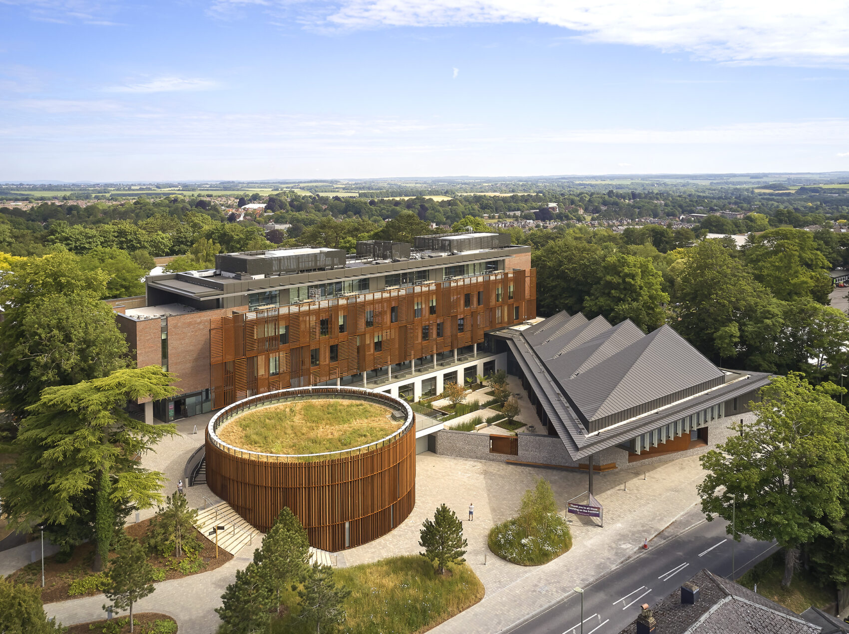 Digital drawing of the west downs entrance section at the university of Winchester's west downs center.